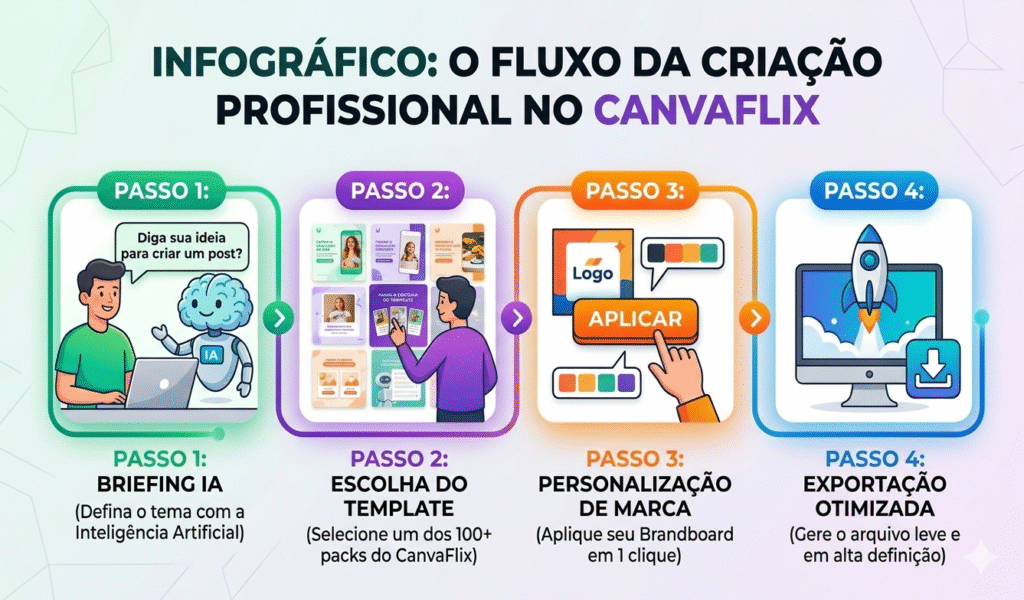 Infográfico: O Fluxo da Criação Profissionalcom canvaflix